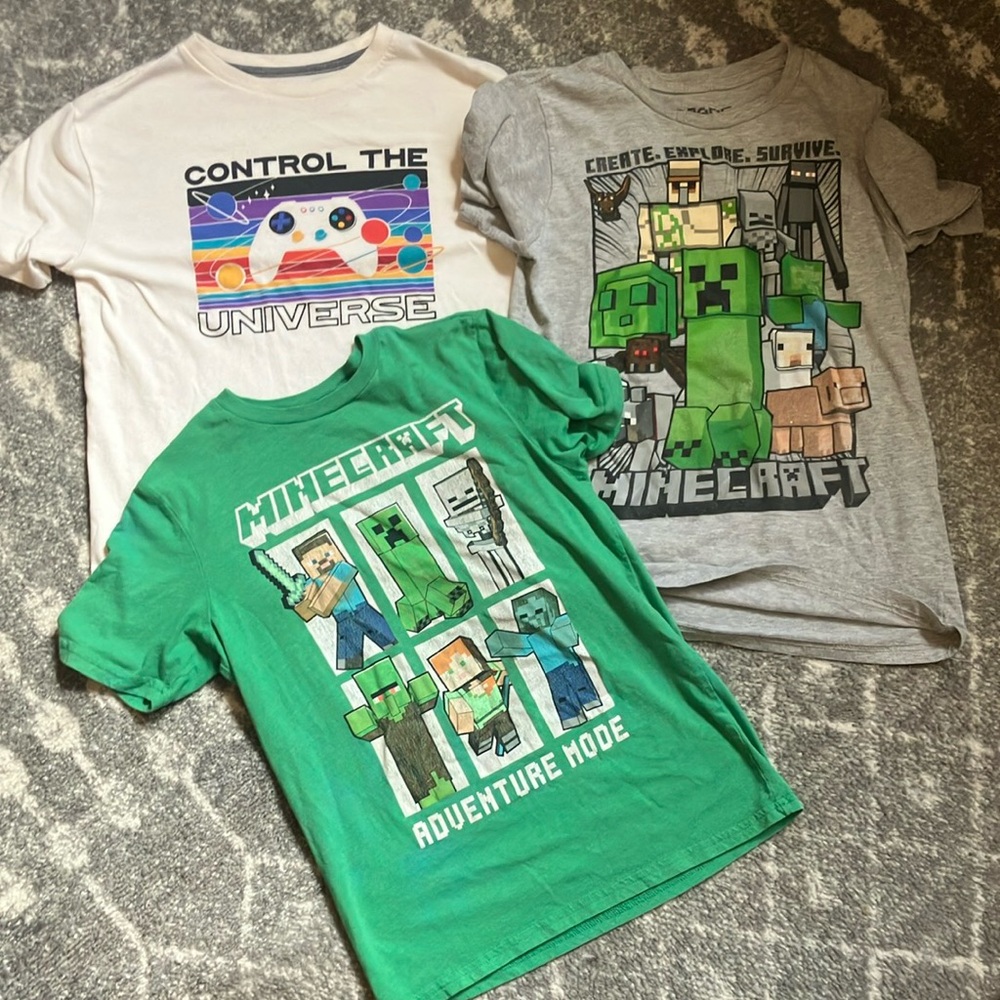 Kids Graphic T-Shirts - Green, Gray, White